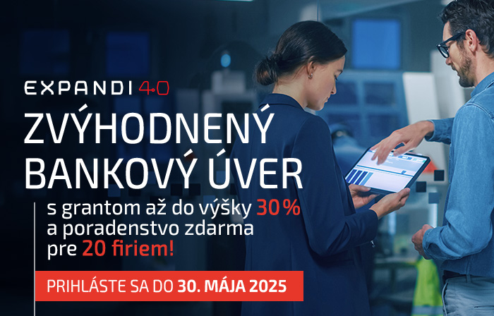 Využite financovanie na rozvoj vašej firmy – s odbornou podporou, zvýhodneným úverom a grantom až do výšky 30 %
