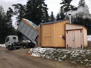 Mobilná kotolňa na biomasu Mazet st Voy