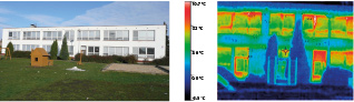 SIEA_brozura_zateplovanie_termokamera_administratívne_budovy Úniky tepla na zábere z termokamery (budova školy)